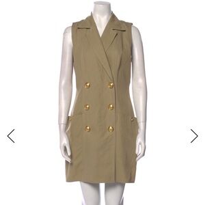 Balmain Tan Mini Dress with Gold Buttons